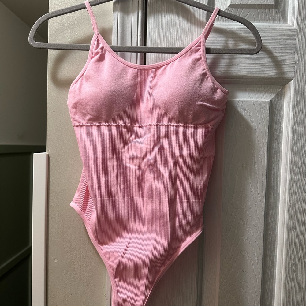 Pink Ribbed Bodysuit